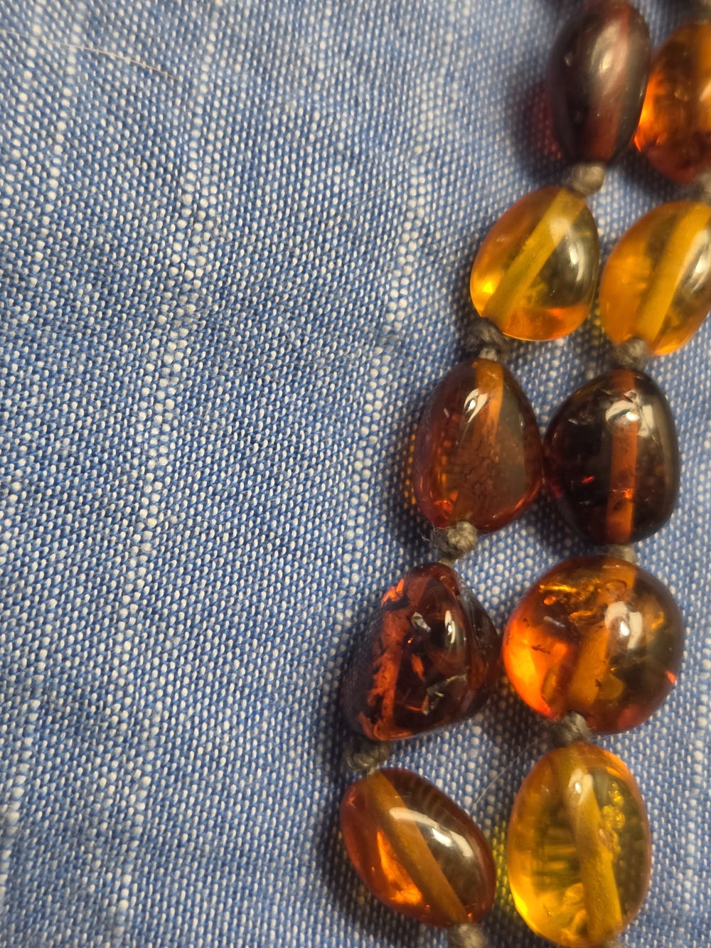 Genuine Amber Bead Necklace - Honey and Cognac - Picture 2 of 4